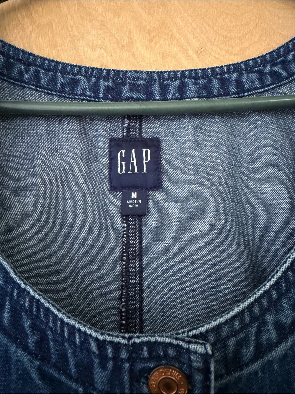 GAP Blue Denim Button-Front Mini Dress - Picture 4 of 5